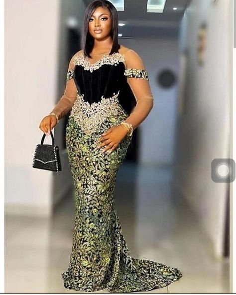 2021/2022 Latest and Sexy Aso Ebi Lace Gown Styles. - Ladeey Velvet Mix With Lace Style, Lace And Crepe Combination Styles, Lastest Style For Lace Gown 2023, Owanbe Styles For Lace Straight Gown, Simple Lace Dress Styles Nigerian, Lastest Style For Lace Gown 2021, Corset Lace Styles, Lace Material Styles, Lace Gown Styles Aso Ebi