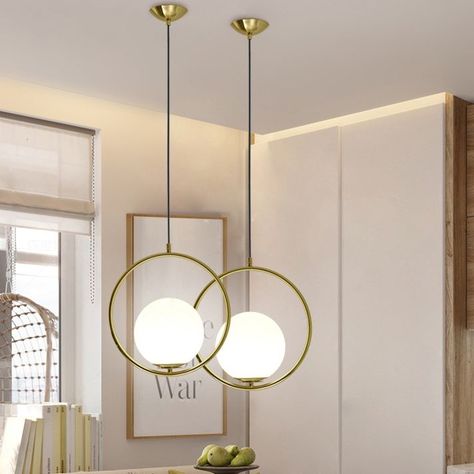 Glass Kitchen Pendant Lights, Gold Restaurant, Applique Art Deco, Glass Ball Pendant Lighting, Modern Hanging Lamp, Led Art, Ball Pendant Lighting, Luminaire Vintage, Gold Pendant Lighting