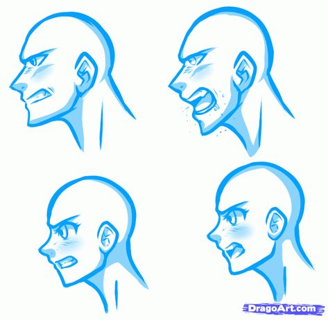 how to draw angry faces, anime angry face step 1 Faces Anime, Angry Anime Face, Angry Faces, Screaming Drawing, Facial Expressions Drawing, Mad Face, Anime Face Drawing, How To Draw Anime Eyes, Realistic Eye Drawing