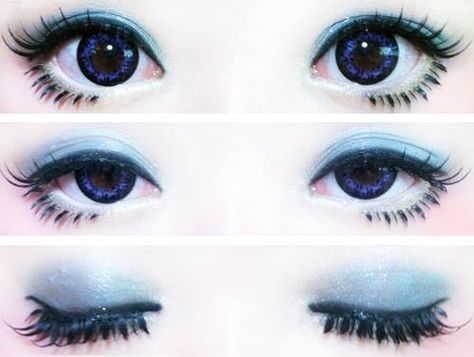 ♥.♥Blue Gyaru Eye Makeup Anime Make-up, Heart Kawaii, Colored Eye Contacts, Eye Contacts, Gyaru Makeup, Eye Contact Lenses, Anime Makeup, Kawaii Makeup, Japanese Makeup