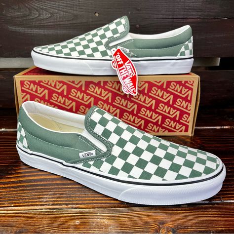 Nwt Vans Checkerboard Slip On Sneakers Theory Green. Super Cool, Comfortable And Stylish! These Look Amazing! New With Tags! Never Worn. Authentic Vans. Comes With Box (No Lid) Men’s Size 11.5; Women’s Size 13. Vans Checkerboard Slip On, Fall Wedding Color Schemes, Vans Checkerboard, Teacher Clothes, Authentic Vans, Shoes Ideas, Fall Wedding Colors, On Sneakers, Wedding Color