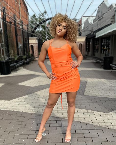 Step into the spotlight with our Neally Semi Formal Dress. This stunning homecoming dress is designed for comfortable movement as you dance the night away. #semiformal #satindress #hoco #minidress #homecomingdress Orange Sparkle, Mini Homecoming Dress, Orange Fits, Mini Homecoming Dresses, Wedding Guest Style, Semi Formal Dress, Semi Formal Dresses, Maxi Gown Dress, Fitted Silhouette