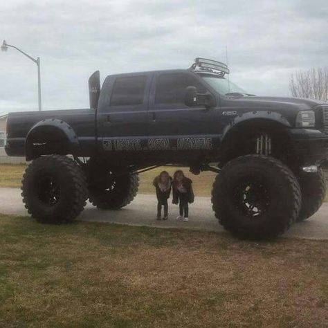 Huge monster Ford truck with stacks and big mud tires Ford Monster Trucks, Huge Lifted Trucks, Big Diesel Trucks, Big Truck Aesthetic, Big Trucks Lifted, Jacked Up Trucks Ford, Modded Trucks, Trucks Mudding, Lifted Trucks Ford