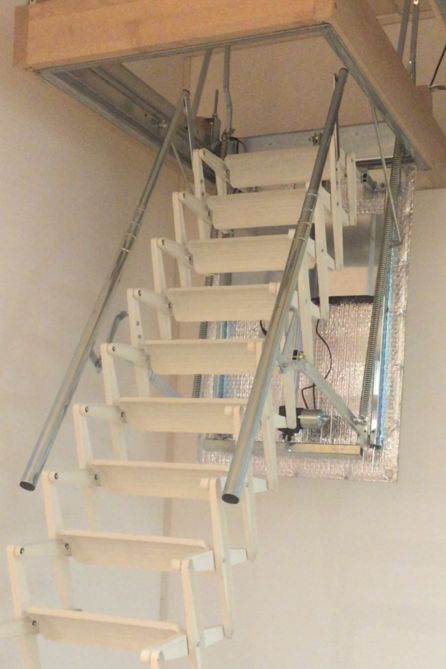 Attic Ladder Ideas, Loft Ladder Ideas, Loft Access, Folding Attic Stairs, Ladder Ideas, Ladder Stairs, Garage Attic, Attic Ladder, Aluminium Ladder