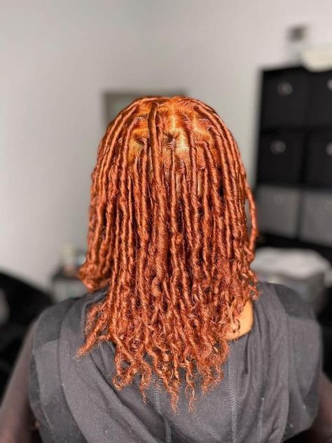 Ginger Orange Locs Black Women, Copper Ginger Locs, Ginger Hair Color On Black Women Locs, Copper Hair Locs, Copper Blonde Locs, Reddish Brown Locs Black Women, Ginger Starter Locs Black Women, Ginger Colored Locs Black Women, Ginger Hair Black Women Locs