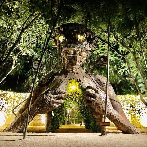 Mark Madonna on Instagram: “Raw Love restaurant in the #tulum jungle; it’s entry is sculpted from a tree #rawlove #ahautulum” Jungle Restaurant, Tulum Jungle, Raw Love, Outdoor Restaurant, Tulum, A Tree, Madonna, Buddha Statue, Dream Catcher