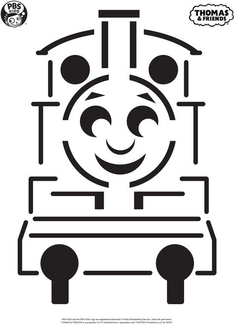 Make a Thomas the Tank Engine pumpkin with this pumpkin carving stencil! #ThomasandFriends #PBSKids #PumpkinCarving Halloween Carving Ideas, Halloween Carving, Pumpkin Templates, Train Coloring Pages, Carving Templates, Thomas Birthday, Boys Halloween Costumes, Thomas Train, Pumpkin Contest