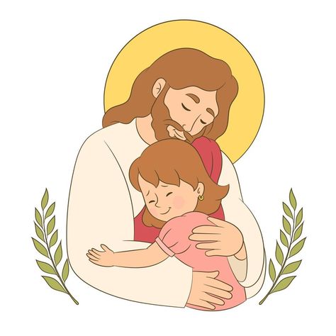 Jesus Hug Me Cartoon, Jesus Hugging, Jesus Love Images, Jesus Christ Illustration, Christian Drawings, Christian Illustration, Puppy Coloring Pages, Jesus Drawings, School Creative