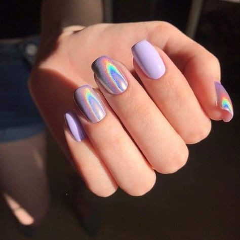 Pastel Iridescent Nails, Purple Iridescent Nails, Iridescent Nails, Material Gworl, Classy Acrylic, Pastel Nails Designs, Easter Nail, Dip Nails, Nail Style