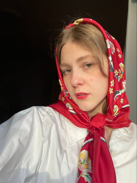 Greek Head Scarf, Balkan Headscarf, Russian Headscarf, Polish Scarf, Slavic Headscarf, Russian Head Scarf, Red Hair Scarf, Red Scarf Girl, Red Head Scarf