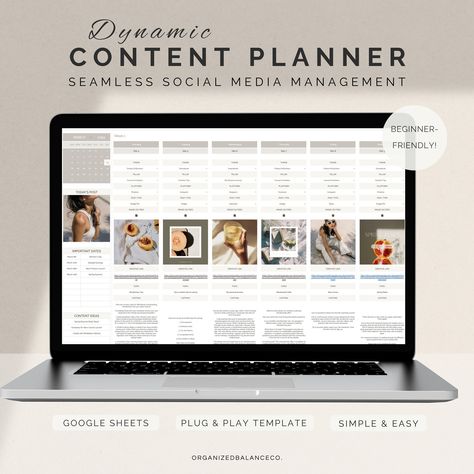 Social Media Content Planner & Calendar | Dynamic Google Sheets Template for Monthly Batch Planning | Beginner-Friendly Content Strategy Month Template, Planner Content, Social Media Content Planner, Planner Tabs, Content Calendar, Social Media Planning, Media Planner, Content Planner, Social Media Planner