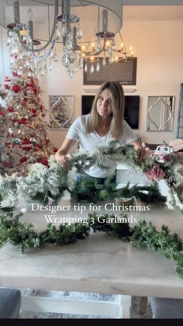 Christmas Fireplace Mantle Garland Diy, Christmas Garland On Chandelier, Full Christmas Garland, Layering Christmas Garland, Garland On Ceiling Beams, Christmas Garland Mantle With Tv, Christmas Table Garland Runner, How To Layer Garland On Mantel, How To Secure Garland To Mantle