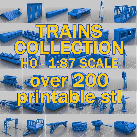 a collection of material relating to the world of trains in h0-h0-1:87 scale. you will find in the package: locomotives, wagons, complete stations, bridges, rails, tools, signs, machinery, containers and much more. all in H0 scale - 1:87 IMPORTANT - after the purchase you will be able to download a txt text file where you will find the google drive link where you can download all the material. once downloaded the file will be in .RAR format it is a compressed format necessary to reduce the weigh