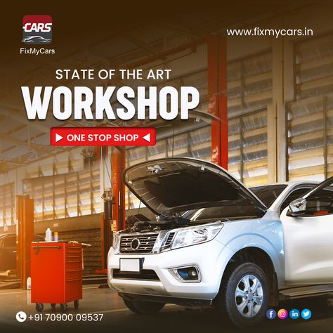 Fixmycars is Bangalore's best car repair workshop, providing a wide range of services at an affordable cost. Your one-stop shop for all general car repair services. 📲 Enquire now at +91 7090009537 🌐 https://www.fixmycars.in/ #CarWorkShop #CarRepairingWorkShop #CarRepairingService #CarServiceCenter #CarServiceCenterBangalore #MultiBrandCarRepair #CarServices #CarRepair #Mechanic #AutoShop #FixMyCars #Shiftautomobiles #Bangalore #Karnataka Auto Repair Shop Aesthetic, Car Service Ads, Car Mechanic Aesthetic, Car Service Design, Car Repair Shop, Car Advertising Design, Graphic Branding, Mechanical Workshop, Mechanic Shop