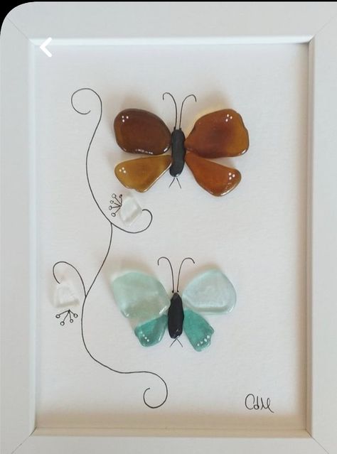 Beach Glass Projects, Monarch Butterflies Art, Sea Glass Diy, Sea Glass Artwork, Glass Butterflies, Sea Glass Art Diy, Sea Glass Art Projects, Seaglass Art, Beach Glass Crafts