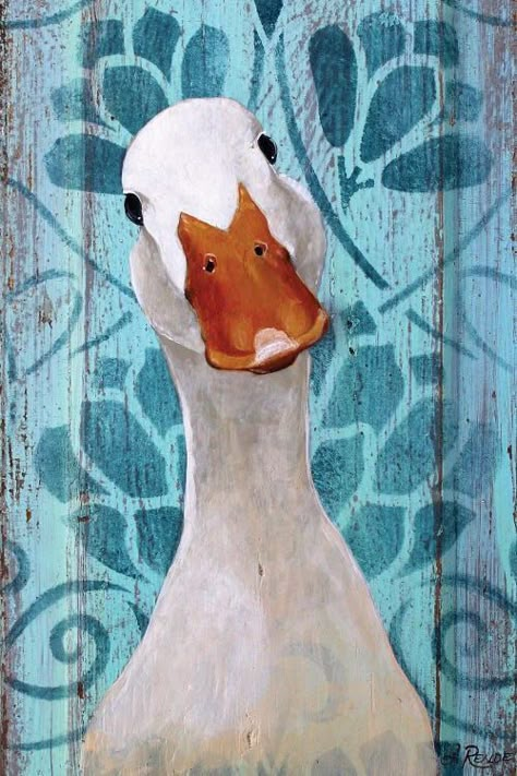 Quirky Animal Art, Quirky Paintings, Duck Paintings, Goose Art, Duck Painting, Cat Memes Funny, Duck Art, Art Prints Wall, Small Canvas Art