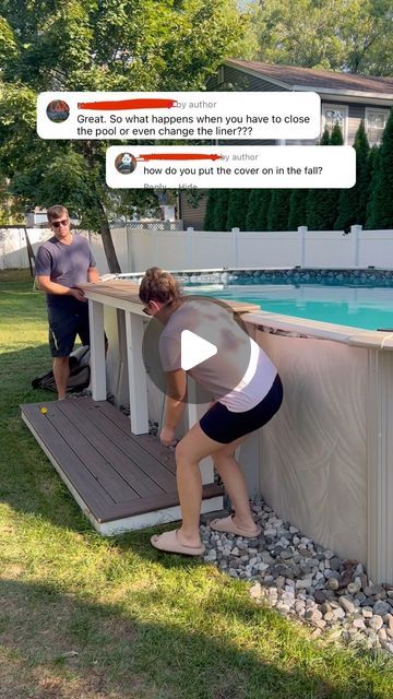 Rachel Oldenburger on Instagram: "One of the biggest questions with our swim up bar was how we would install the cover. We made the bar completely removable, so that when we need to put the cover on, all we have to do is pull the bar back! 

We also can store the bar in the garage when it starts to snow, but for now we will just leave it for fall drinks at the closed swim up bar 😂 

This was our favorite DIY of the summer and we used it every day!! Would you ever build this for your above ground pool?! 

#swimupbar #abovegroundpool #abovegroundpooldeck #swimupbars #summerdiy #diypool #diyprojects #diyabovegroundpool" Above Ground Pool Bar, Bar Back, Swim Up Bar, Above Ground Pool Decks, Diy Pool, Fall Drinks, Pool Bar, Above Ground Pool, Just Leave