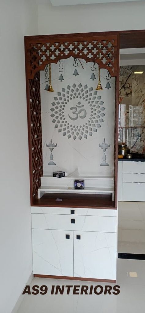 Small Pooja Unit, Small Kitchen Modular Design, बेडरूम डिजाइन, Pooja Unit, Pooja Door Design, Jali Design, Box Bed Design, Jaali Design, Mandir Design