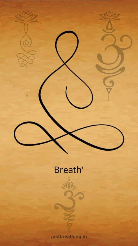 Sanskrit Symbol for Breathe actually the Symbol of om in Ancient India! Just Breath Symbols, Sanskrit Tatoos Mantra, Simple Meaning Full Tattoos, Heal Symbol Tattoo, Just Breathe Symbol Tattoo, Om Design Om Symbol, Sanscrit Tattoo Breathe, Lotus Breathe Tattoo, Just Breathe Symbol