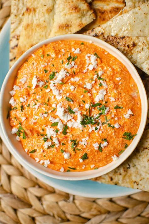 Tirokafteri (Greek Spicy Feta Dip) Hot Feta Dip, Spicy Feta Dip, Greek Eggplant Dip, Spicy Feta, Dinner Date Recipes, Greek Dinners, Stuffed Pepper Dip, Chocolate Dishes, Feta Recipes