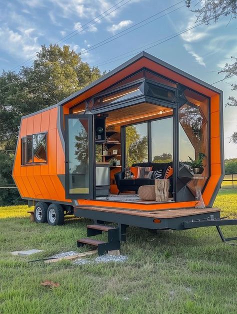 Living In A Tiny Mini Rv Campers, Simple Dwelling, Tiny House Communities, Home Made Gym, Tiny House Furniture, Tiny House Luxury, Shelter Design, A Frame House Plans, Tiny House Community