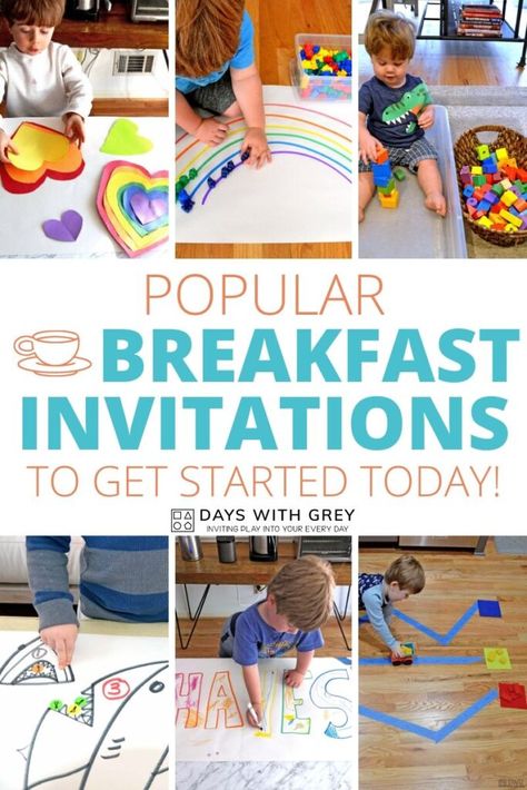 Morning Invitation Homeschool, Morning Activity For Kids, Morning Invitation To Play, Morning Activities For Kids, Preschool Breakfast, Home Preschool Activities, Morning Invitation, Morning Boxes, Play Invitations