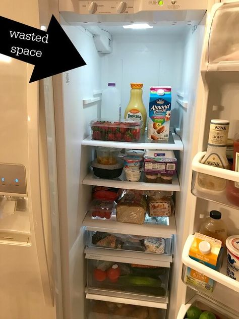 Making more space and organizing your refrigerator Side By Side Fridge Organization, Refrigerator Ideas, Double Door Fridge, Kitchenaid Dishwasher, Freezer Organization, Fridge French Door, Counter Depth Refrigerator, Side By Side Refrigerator, Whirlpool Refrigerator