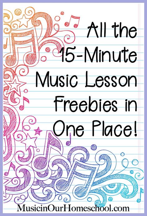 My 15-Minute Music Lesson Freebies are some of the most popular here at Music in Our Homeschool. See links to all of them here. Music Projects For Kids, Music Homeschool, Homeschool Music Lessons, Elementary Music Activities, Music Activities For Kids, Kindergarten Music, Elementary Music Class, Music Teaching Resources, Middle School Music