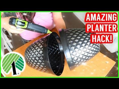 Glue $1 Planters from Dollar Tree together for these JAW DROPPING home decor HACKS! - YouTube in 2022 | Dollar tree crafts, Cute diy projects, Home decor hacks Dollar Tree Landscaping Ideas, Dollar Store Garden Hacks, Dollar Tree Flower Pot Ideas, Dollar Tree Planters Diy, Dollar Tree Garden Hacks, Summer Dollar Tree Crafts, Dollar Store Planter Ideas, Dollar Tree Garden Decor, Dollar Tree Planters Ideas