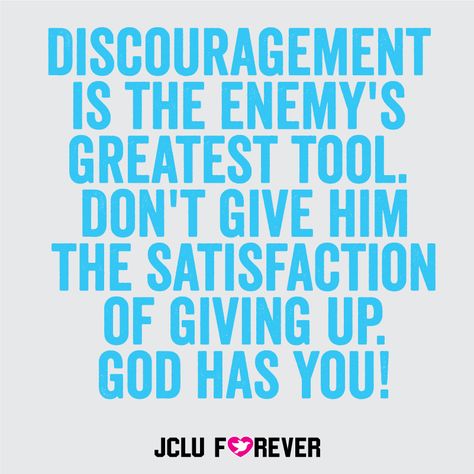 Discouragement is the enemy's greatest tool. Don't give him the satisfaction of giving up. God has you! #jcluforever #faith Discouraged Quotes, It Works Wraps, It Works Distributor, Dont Be Discouraged, The Great I Am, Christian Images, Start Your Own Business, Walk By Faith, Wonderful Words