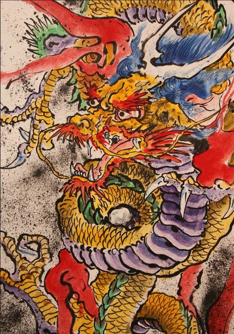 Japanese Dragon by Don Ed Hardy 8 Dragon Irezumi, Ed Hardy Dragon, Asian Dragons, Dragon Lair, Ed Hardy Tattoos, Dragon Tattoo Sketch, Dragon God, Don Ed Hardy, Chinese Dragon Tattoos