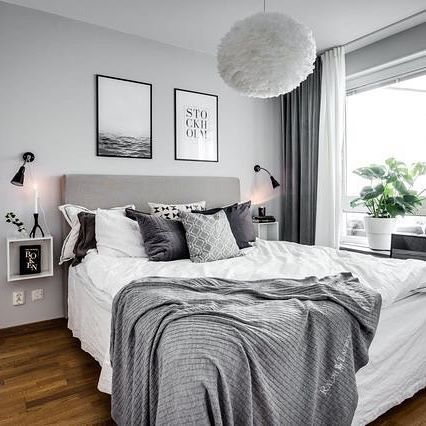 White Bedroom Decor, Grey Room, Bilik Tidur, 아파트 인테리어, Trendy Bedroom, Gray Bedroom, Scandinavian Decor, Master Bedrooms Decor, White Bedroom