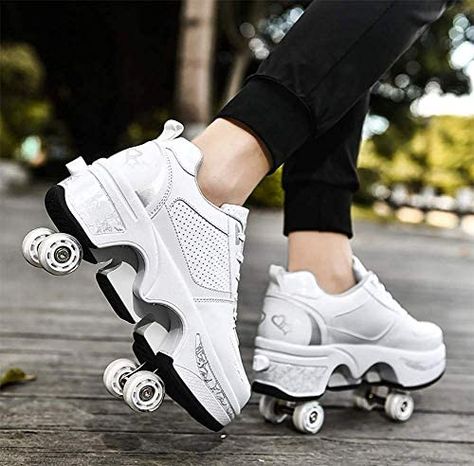 LDTXH Shoes with Wheels 2 in 1 Multifunctional 4 Wheel Shoes with Roller Skates Deformation Shoes for Men Women and Children, 34 : Amazon.de: Shoes & Bags Sepatu Platform, Kids Roller Skates, Boty Nike, Roller Skate Shoes, Mode Shoes, Roller Shoes, Dr Shoes, Lit Shoes, Girly Shoes