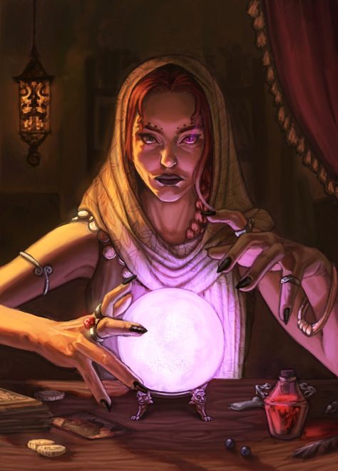 Fortune Teller Costume, Surreal Art Painting, Bd Art, Fantasy Witch, Concept Art Character, Dnd Art, Tarot Art, Fantasy Paintings, Fortune Teller