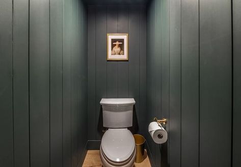 Go Bold in Small Spaces | Blog Shiplap Powder Room, Eclectic Powder Room, Laundry Storage Cabinet, Dark Powder Room, Green Powder Room, Moody Eclectic, Moody Powder Room, Powder Room Paint, Shiplap Bathroom