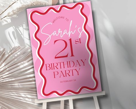 21st Birthday Welcome Sign, 21st Birthday Signs, Classy 21st Birthday, 21st Birthday Sign, 21st Birthday Party, Party Welcome Sign, Happy Birthday Signs, Birthday Party 21, 25th Birthday