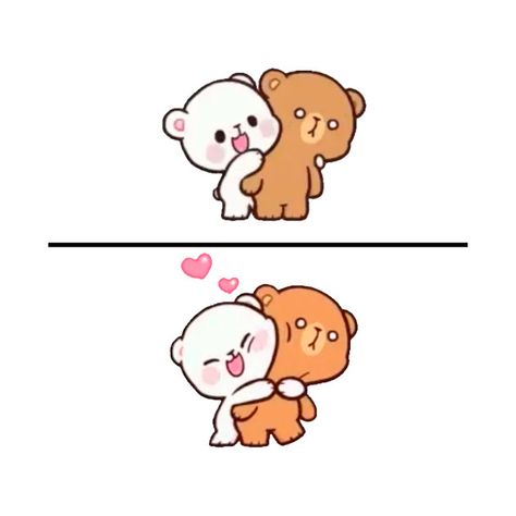 2 Bears Hugging Cartoon, Brown And White Bear Couple, Love Bears Cartoon, Cute Bear Couple, Hug Cartoon, Milk Mocha, Mocha Bear, Bear Couple, Bear Love