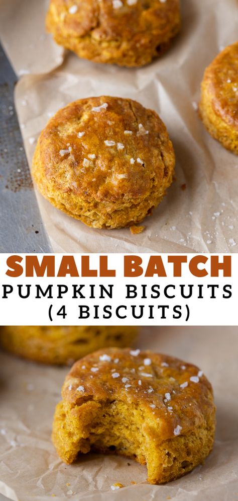 This small-batch pumpkin biscuit recipe is the perfect fall side dish. It makes 4 fluffy and flaky pumpkin biscuits to be served as a side dish. This biscuit recipe is for two people. It is easy enough to throw together on weeknight as well. #pumpkinbiscuit #smallbatchpumpkinbiscuit #smallbatchrecipe Pumpkin Biscuits Recipe, Biscuits For Two, Pumpkin Biscuits, Lifestyle Of A Foodie, Homemade Buttermilk Biscuits, Small Batch Baking, Pumpkin Dessert, Seasonal Recipes, Improve Digestion