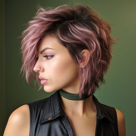 Asymetrical Haircut, Waves Haircut, Chin Length Haircuts, Short Shaved Hairstyles, Asymmetrical Haircut, Trendy Bob Hairstyles, Asymmetrical Hairstyles, Edgy Haircuts, Chin Length Hair