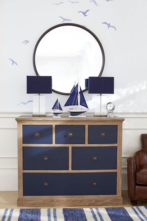 If You Loved Planning Your Wedding, This Is the Nursery Room of Your Dreams Monique Lhuillier Pottery Barn Kids, Pottery Barn Kids Nursery, Nautical Themed Bedroom, Vstupná Hala, Deco Marine, Nautical Room, Nautical Bedroom, Nautical Home, Boys Bedrooms