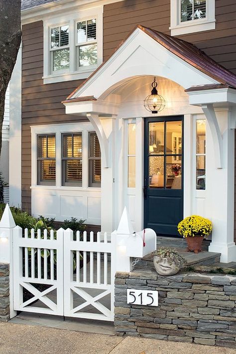 Lovely Door Overhang Designs (27) Front Entry Decor, Front Door Overhang, Front Entrance Decor, Door Overhang, Front Door Lighting, Farmhouse Front Door, Entry Decor, Door Awnings, Farmhouse Front Porches