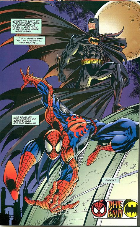 https://flic.kr/p/562qxU | Spider-man and Batman : "Disordered Minds" ..cover art by Mark Bagley & Mark Farmer (( 1995 )) { friendship.. } } | -->> .. yeh yeh yeh .. blah blah bla ~~ ** ..>v< Dc Cover Art, Spider Man And Batman, Spiderman And Batman, Batman And Spiderman, Marvel And Dc Crossover, Mark Bagley, Batman Spiderman, Marvel And Dc, Caped Crusader