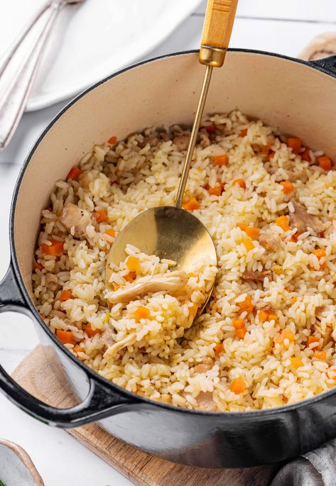 Best One Pot Chicken and Rice Plov Recipe Plov Recipe, Chicken And Carrots, Meal With Rice, Chicken Pilaf, One Pot Chicken And Rice, Rice Pilaf Recipe, Chicken And Rice Recipe, Pilaf Recipes, Chicken Rice Recipes