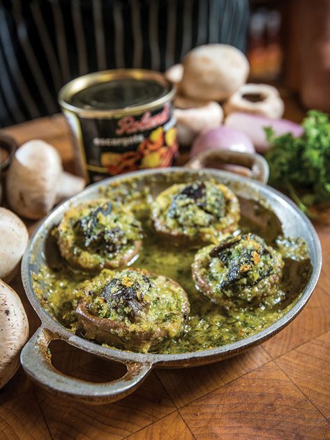 Mushroom Escargot - Lehigh Valley Good Taste Escargot In Mushroom Caps Recipe, Escargot Stuffed Mushrooms, Mushroom Escargot Recipe, Vegan Escargot, Escargot Recipe The Keg, Mushrooms Neptune, Escargot Recipes, Snail Recipes, Seafood Thanksgiving