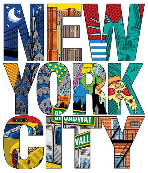 New York Dibujo, Ron Magnes, Nyc Illustration, Nyc Activities, Nyc Drawing, Sza Shirt, New York Chinatown, Vector Stickers, New York Illustration