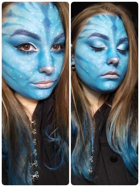 #halloweenmakeup #avatar #makeup #avatarmakup Avatar Face Paint, Water Makeup Looks, Face Paint Easy, Avatar Makeup, How To Make Up, Avatar Face, Water Makeup, Avatar The Way Of Water, Paint Easy