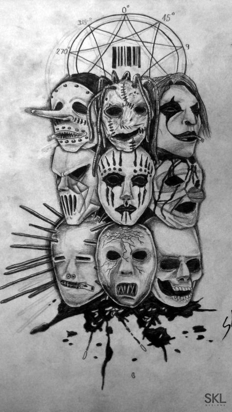 Slipknot Slipknot Sketch, Slipknot Tattoo Ideas, Slipknot Drawings, Slipknot Art, Slipknot Tattoo, Band Drawing, Slipknot Corey Taylor, Slipknot Band, Stone Sour