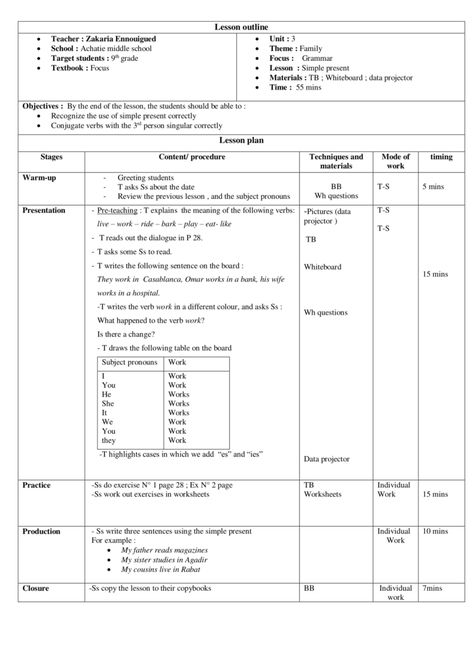 Lesson plan-Grammar-Simple Present - Teachingutopians Esl Lesson Plan Template, Tefl Lesson Plan, Tesol Lesson Plans, English Teacher Lesson Plans, How To Teach Grammar, Teacher Lesson Plans Template, Grammar Lesson Plans, Lesson Plan Format, Lesson Plan Sample