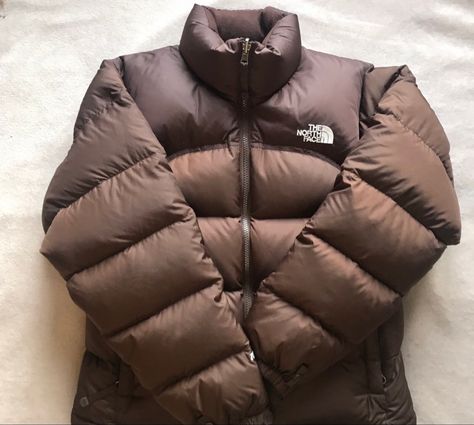 Available on depop to buy! @bright.attire Brown Puffer Jacket Outfit Men, Jacket Outfit Men Aesthetic, North Face Puffer Jacket Outfit Men, Brown Puffer Jacket Outfit, Brown Northface, Brown North Face Puffer, Outfit Men Aesthetic, North Jacket, Puffer Jacket Outfit Men