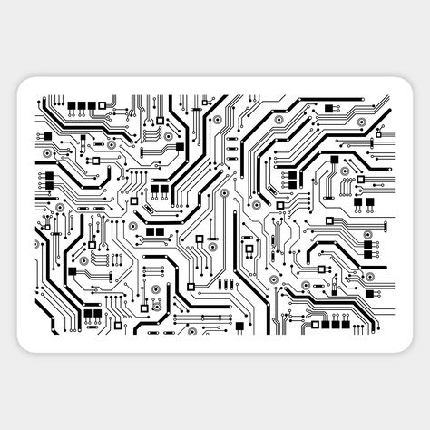 Cool trippy looking black and white circuit board design. Perfect for electrical and electronic engineers or anyone into technology based patterns and design. -- Choose from our vast selection of stickers to match with your favorite design to make the perfect customized sticker/decal. Perfect to put on water bottles, laptops, hard hats, and car windows. Everything from favorite TV show stickers to funny stickers. For men, women, boys, and girls. Computer Tattoo, Circuit Tattoo, Electric Pattern, Circuit Drawing, Circuit Board Design, Electronic Circuit Design, Simple Circuit, Laser Art, Detailed Plans